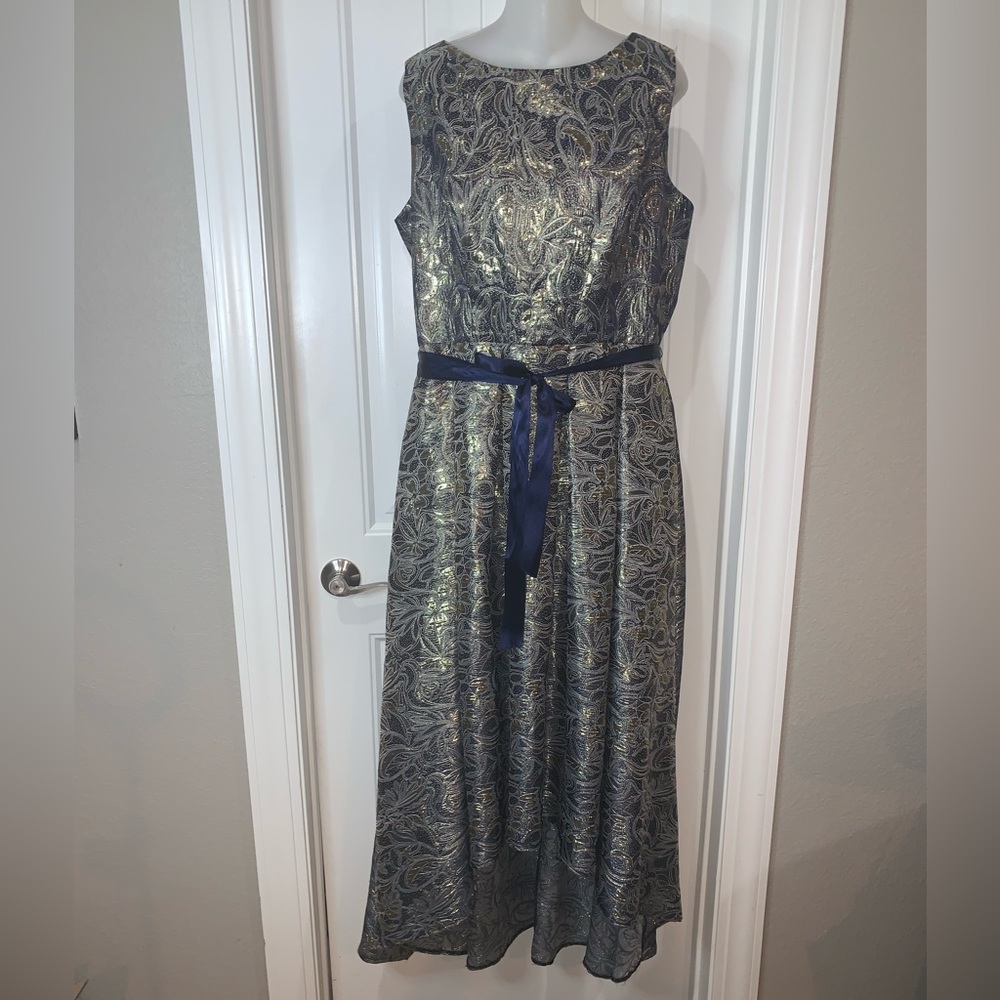 NIKKI Italy Gold & Navy Cocktail Dress NWOT